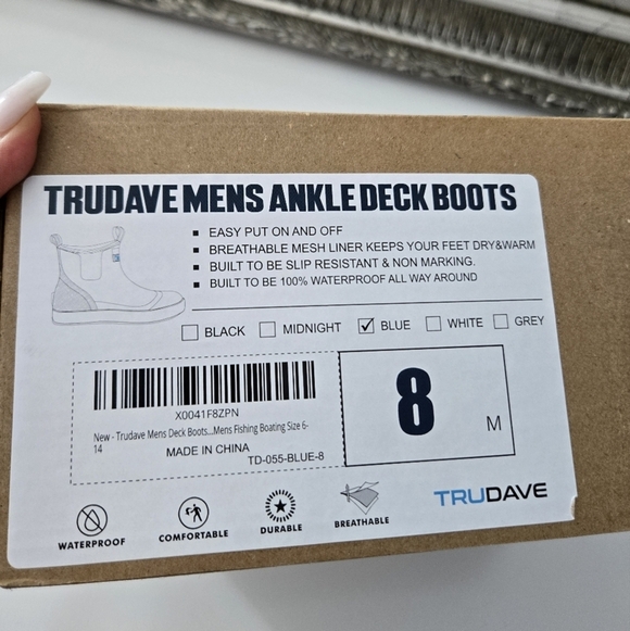 TRUDAVE MENS ANKLE DECK BOOTS. Blue. Size 8. New.EASY PUT ON AND OFFBREA… main image 7
